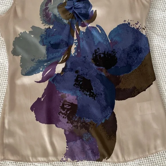 Banana Republic Floral Sleeveless Top - Blue/Purple and Sand. Size 4 - Picture 14 of 14